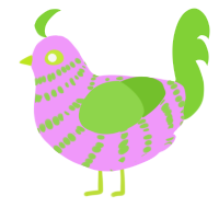A lavender and grass chicken with a bar pattern