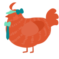 Crimson, a vermilion chicken with a bar pattern