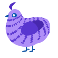A lilac and indigo chicken with a bar pattern