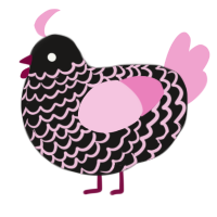 A sable and pink chicken with a lace pattern