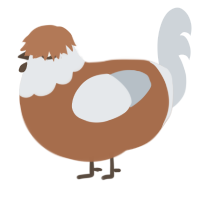 A brown and mist chicken with a head pattern
