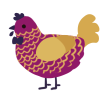 atardecer, a plum and gold chicken with a lace pattern