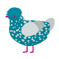 A sea and silver chicken with a speckle pattern