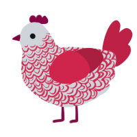 A mist and crimson chicken with a double-lace pattern