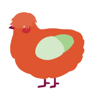 A vermilion and gluppy chicken