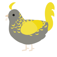 A ash and yellow chicken with a half-lace pattern