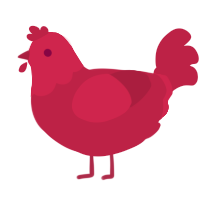 A crimson chicken with a head pattern