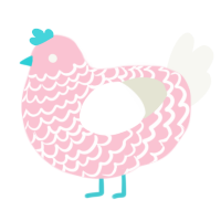 A rose and white chicken with a lace pattern