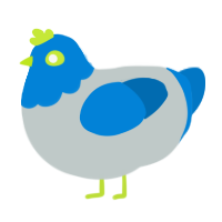 microsoft clippy, a silver and sapphire chicken with a head pattern