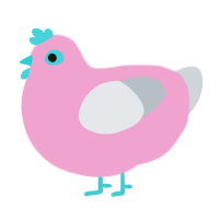 Trans Rights, a pink and mist chicken