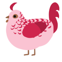 Valley, a rose and crimson chicken with a half-lace pattern