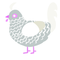 A silver and white chicken with a lace pattern