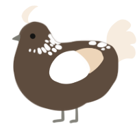 Vignette, a bark and cream chicken with a neck-speckle pattern