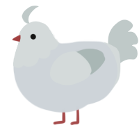 A mist and silver chicken with a head pattern