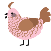 A rose and brown chicken with a lace pattern