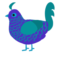 Neptune, a indigo and teal chicken with a lace pattern