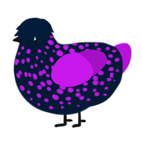 A tumblr and amethyst chicken with a speckle pattern