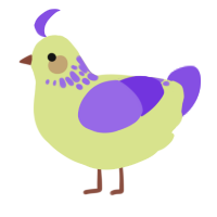 A lemon and blurple chicken with a neck-speckle pattern