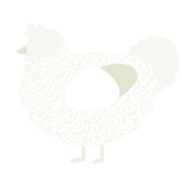 A white chicken with a double-lace pattern