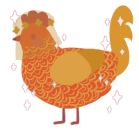 Jaze, a vermilion and orange chicken with a double-lace pattern