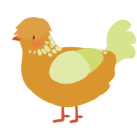 A orange and lemon chicken with a neck-speckle pattern