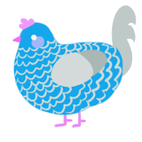 A sky and silver chicken with a lace pattern