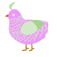 A lavender and gluppy chicken with a lace pattern