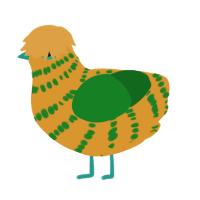 A orange and leaf chicken with a bar pattern