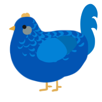 A ultramarine and sapphire chicken with a half-lace pattern