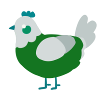 A leaf and silver chicken with a head pattern