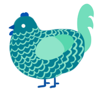 A sea and mint chicken with a lace pattern