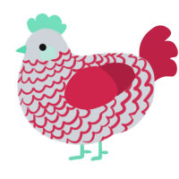 A mist and crimson chicken with a lace pattern