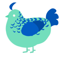 Xyx mint Baja Slush, a mint and ultramarine chicken with a half-lace pattern
