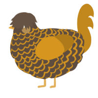 A bark and ochre chicken with a lace pattern