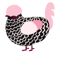 A black and rose chicken with a lace pattern