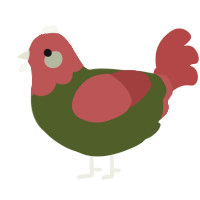 jokar stepmom, a olive and red chicken with a head pattern