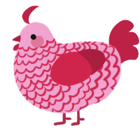 A pink and crimson chicken with a lace pattern
