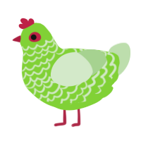 A grass and gluppy chicken with a lace pattern