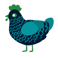 A tumblr and teal chicken with a lace pattern