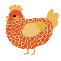 A vermilion and honey chicken with a lace pattern