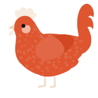 A vermilion chicken with a speckle pattern