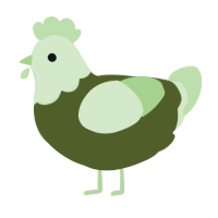 A olive and gluppy chicken with a head pattern