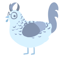 Bleu, a black and ash chicken with a half-lace pattern