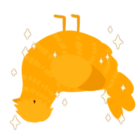 A gold chicken with a bar pattern