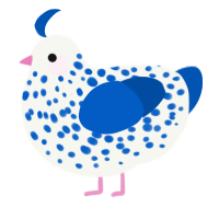 Periwinkle, a white and ultramarine chicken with a speckle pattern