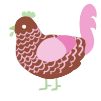 A russet and pink chicken with a lace pattern