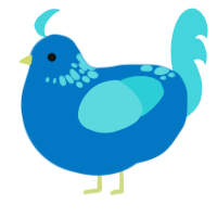 A sapphire and aqua chicken with a neck-speckle pattern