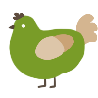A chartreuse and beige chicken