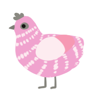 A pink and rose chicken with a bar pattern
