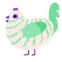 A cream and spring chicken with a bar pattern